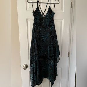 Lulus Palm Print Ruffle Hem Dress